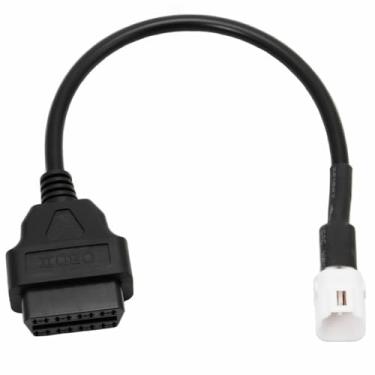 Imagem de Goliton Adaptador de cabo de diagnóstico OBD2 OBDII, 4 pinos para 16 pinos, compatível com motocicleta Yama ha