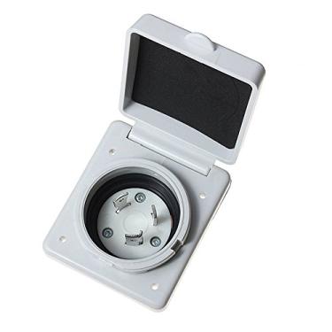 Imagem de Conector de trava giratória de entrada de energia receptora de tomada RV 30 amp para instalação em trailers de campistas ou trailers com 3 pinos de aço inoxidável
