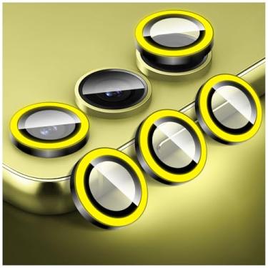 Imagem de Kucheed Protetor de lente de câmera luminoso para Samsung Galaxy A14/A24/A34/A54, protetor de tela de vidro temperado colorido noctilucente, alinhamento automático, anéis de liga de alumínio