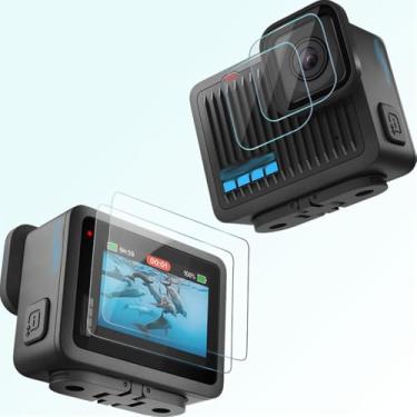 Imagem de iDaPro [2 peças protetoras de tela para Gopro Hero 4K + [2 peças] protetor de lente para lente Go Pro Hero, vidro temperado, dureza 9H, anti-arranhões, antibolhas
