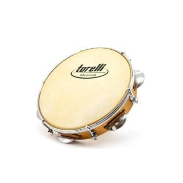 Imagem de Pandeiro TORELLI 8 Polegadas Natural Pele Couro TP800 .