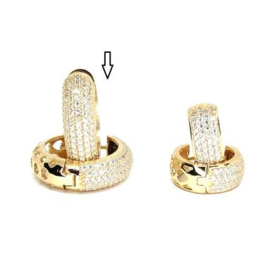 Imagem de Brinco de ouro 18k com zircônia - Elegancy Joias