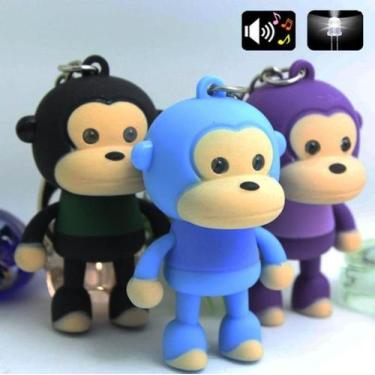 Imagem de Chaveiro Macaco Luz Led iluminação Lanterna Toca Musica Som Desenho An