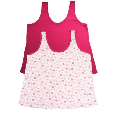 Imagem de Kit Regata de Pijama Plus Size  1 Lisa 1 Estampada - Turbulencia, Rosa