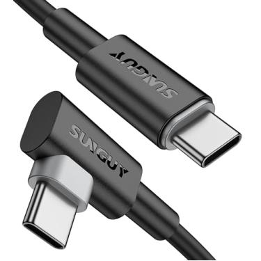 Imagem de SUNGUY Cabo USB C para USB C curto, [pacote com 2 1,5 pés] Cabo carregador de ângulo reto 60W tipo C para iPhone 16 15 Pro Max, Galaxy S23/S22/S21/Z Fold 3/Note 20, iPad Pro 2020, MacBook Air/Pro