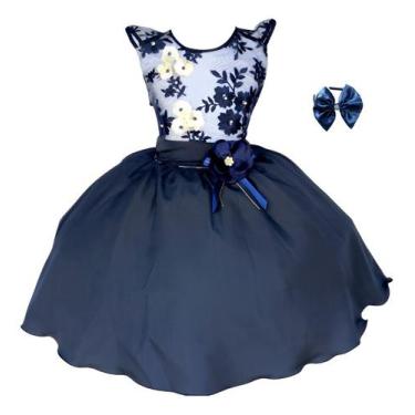 Imagem de Vestido Infantil De Festa Florido Menina Luxo Com Tiara - Pingo de Gen