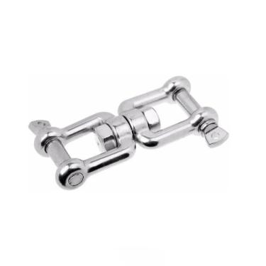 Imagem de Manilha Dupla Inox Destorcedor 2 Parafusos 8mm Cabos Barco - Noster