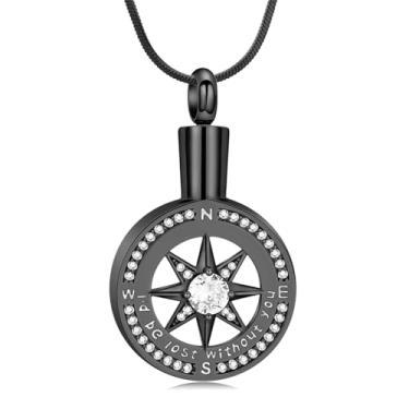 Imagem de Minicremation Bússola, joia de cremação para cinzas funerárias, pingente de medalhão, urna, colar para mulheres e homens, one seize, Metal, não