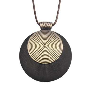 Imagem de GelConnie Colares de madeira femininos de couro, turquesa, longo, boêmio, em camadas, hippie, joia boêmia, para mulheres, Couro sintético, Sem Pedra Preciosa