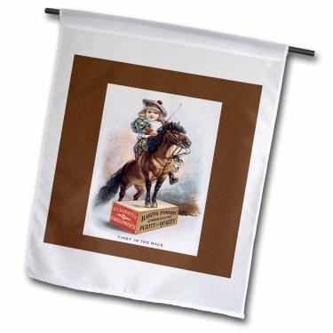 Imagem de 3dRose Fl_170512_1" BT Rabbitts Baking Powder Girl on a Pony Standing on a Crate Garden Flag, 30,5 x 45,7 cm
