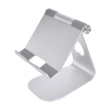 Imagem de DGHJO Suporte dobrável para laptop ajustável de liga de alumínio, suporte de resfriamento portátil para notebook PC, prata