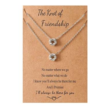 Imagem de Colar Best Friend BFF para 2/3 Infinity Forever Love Nó Colar para Mulheres Combinando Colares de Longa Distância Joias Amizade Joias Presente de Aniversário, Zinco