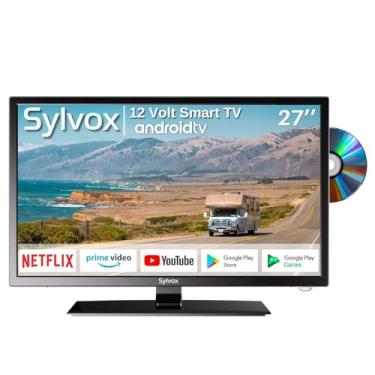 Imagem de SYLVOX Tv Rv De 27 Polegadas, Tv De 12 Volts, Loja De Aplicativos E Dvd Player Integrados, Suporte Para Smart Tv Wifi Bluetooth, Alimentação Ca/Cc, Sistema Android Tv De 12 V Para Trailer Ou Trailer