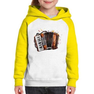 Imagem de Moletom Infantil Acordeon Sanfona - Foca na Moda, Branco, Amarelo, 10
