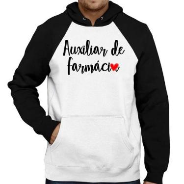 Imagem de Moletom Auxiliar de Farmácia por Amor - Foca na Moda, Branco, Preto, G