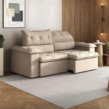 Imagem de Sofá Retrátil e Reclinável 240cm Cupuaçu Cabecasa Madeiramadeira Bege