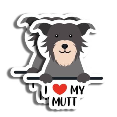 Imagem de Adesivo de cachorro fofo - I Love My Mutt - Decalque adorável de vira-lata - Presente para amantes de cães - Acessórios para donos de animais de estimação - Adesivos divertidos de cachorro - Adesivos