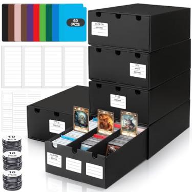 Imagem de AOBOPLE Caixa organizadora de cartões colecionáveis 13500+, com 60 divisórias de cartão, etiquetas e fita, organizador de cartões colecionáveis para colecionar TCG, YuGiOh, MTG, PTCG, beisebol