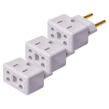 Imagem de Kit 3 Adaptador Tomada 10A - Adaptador Universal De Toamada - adaptador 20A para 10A - Tomada Americana, Tomada Europa, Tomada 3 Pinos, T