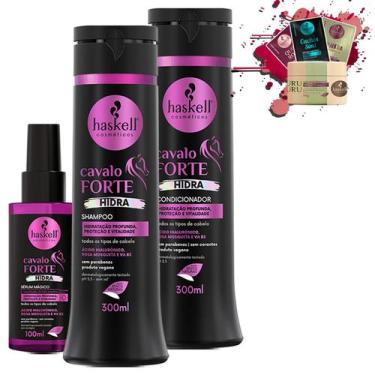 Imagem de Kit Haskell Cavalo Forte Hidra Sh, Cond 300ml e Sérum 100ml