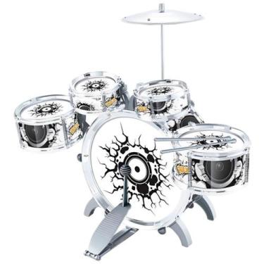 Imagem de Bateria pra Crianças Brinquedo Educação Musical Desmontável com Banqui