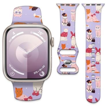 Imagem de AFPRNK Pulseira de substituição para Apple Watch de 38 mm, 40 mm, 41 mm, 42 mm, 44 mm, 45 mm e 49 mm, para Apple Watch SE séries 9, 8, 7, 6, 5, 4, 3, 2 e 1 Ultra(gato cavalheiro)