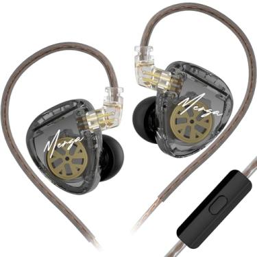 Imagem de KZ Merga in Ear Monitor com fio, driver dinâmico duplo, fones de ouvido intra-auriculares KZ, fones de ouvido estéreo HiFi para músicos (preto, com microfone)