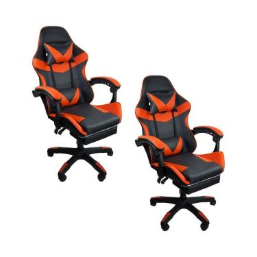 Imagem de Kit 2 Cadeiras Gamer Stillus Ergonômica Com Apoio Para Os Pés Vermelho