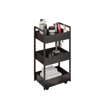 Imagem de Carrinho De Apoio Estética Salão Industrial 3 Prateleiras Lille Preto M12 - D'rossi Cor Preto