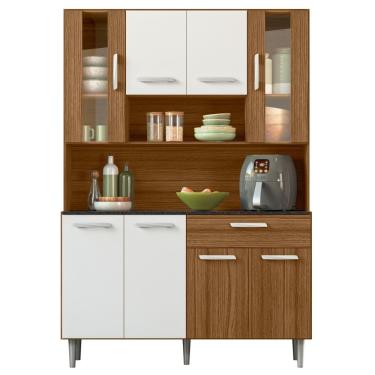 Imagem de Kit Armário Cozinha Gabi 8 Portas Carvalho Branco Poliman