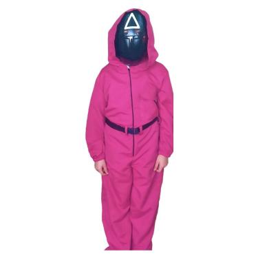 Imagem de Fantasia Round 6 Triângulo Infantil Com Capuz, Máscara E Cinto Tamanho P