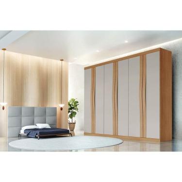 Imagem de Guarda Roupa Casal 6 Portas e 6 Gavetas Linea Naturale/Off White - Rufato