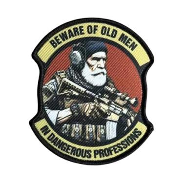 Imagem de 1 Pç Patch do Exército, Beware of Old Man Hook & Loop American Amry Patch Tático Bordado Completo Emblema Militar Patch para Bonés Bolsas Coletes Uniformes Militares 8 x 9 cm