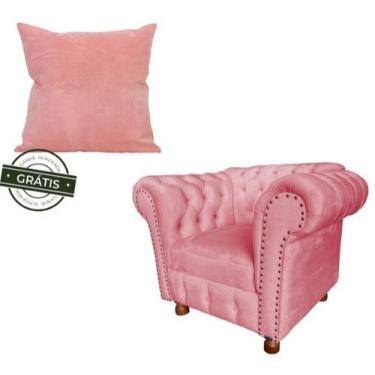 Imagem de Poltrona Luiz Xv Capitonê Retrô + 1 Almofada Suede Preto/ Recepção, Ba