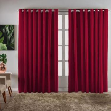Imagem de Cortina Grande Ilhós Cromado 3 X 2.20 Oxford Para Quarto Sala Escritório(vermelho)