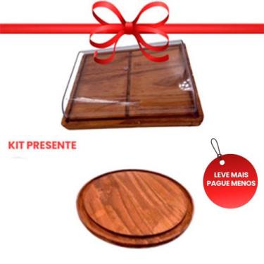 Imagem de OFERTA KIT 2pçs Porta Frios MEDIO 21X16,5CM e Tábua Redonda 25cm Madei