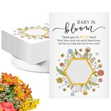 Imagem de Fumete Pacote com 50 pacotes de sementes para chá de bebê em flor, envelopes kraft com janela transparente, organizador de sementes, bolsa de armazenamento para festa de revelação de gênero de