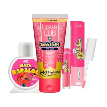 Imagem de Kit com Max Bubbalove Gel para Oral Love Lub Bubbalove Deslizante e Gloss Ice Labial Sex Shop Casais Namorados Presentes