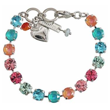 Imagem de Mariana Pulseira de tênis banhada a ródio Coastal Cove redonda, multicolorida, pôr do sol, laranja, azul, rosa, 4252 5003ro, Cristal, Sem Pedra Preciosa