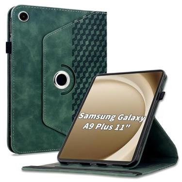 Imagem de Varohix Capa para Samsung Galaxy Tab A9 Plus 11 polegadas modelo 2023 (SM-X210/X216/X218), capa protetora de couro PU com rotação de 360 graus com hibernar/despertar automático, suporte para cartão e