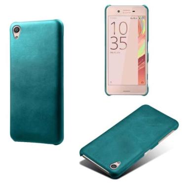 Imagem de Capa para Sony Xperia XA,Proteção contra quedas,Casca de volta de cor sólida simples,Design de couro de imitação de plástico-Green