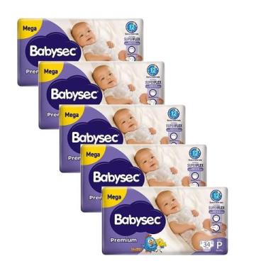 Imagem de Kit 5 Fraldas Babysec Galinha Pintadinha Premium Mega P com 34 unidade
