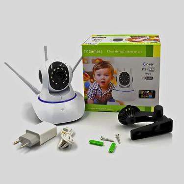 Imagem de Câmera De Segurança Ip Sem Fio 360 Hd Wifi Rj45 Visão Noturna 3 Antena