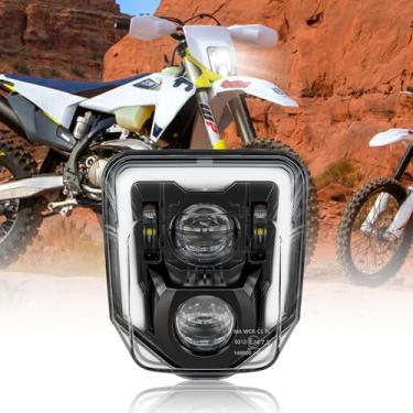 Imagem de XPCTD Dirt Bike Farol 3200LM LED Motocross com DRL Apto para Husqvarna 2017-2023 FE250 FE350 FE450 FE501 FE501S FE701SM TE150 TE250i TE300i TX125 FC250 Pit Bike Enduro Motocicleta Preto