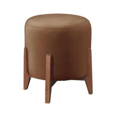 Imagem de Puff Estofado Decorativo Para Sala Redondo Londres Veludo capuccino - 