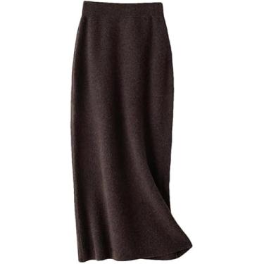 Imagem de Mulheres Inverno Cashmere Malha Saias Longas Para Mulheres De Comprimento Médio Cintura Alta Linha A Saias Femininas Calças De Lã, 1, S