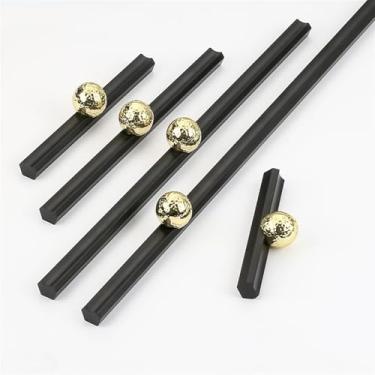 Imagem de CXYFQUUK Puxadores de porta de liga de alumínio preto dourado puxadores de armário de cozinha puxadores de gaveta de guarda-roupa puxadores de móveis ferragens 2 peças (96 mm)