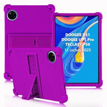 Imagem de ATOOZ Capa para DOOGEE U11 de 11 polegadas, capa infantil de silicone macio para tablet DOOGEE U11 Pro 2025/Teclast P50 com suporte (roxo)