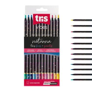 Imagem de Lápis de Cor Tris Vibes 12 Cores Noturna Tons Frios e Quentes