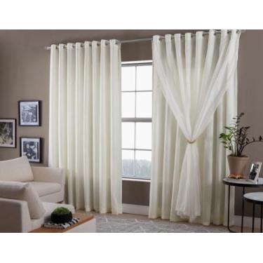 Imagem de Cortina forro microfibra com  voil 3,00 x 2,50 Ilhós cromado 28mm RIOS